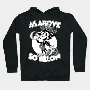 Pagan As Above So Below Funny Satanic Baphomet Retro Cartoon Hoodie